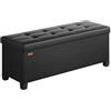 SONGMICS Pouf Contenitore, Cassapanca con Gambe, 38 x 110 x 40 cm, Sgabello Poggiapiedi, 112 L, Rivestimento PVC, per Camera da Letto Soggiorno, Nero Inchiostro LSF0514B02