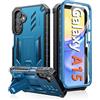FNTCASE Custodia per Samsung Galaxy A15-5G: custodia protettiva di grado militare a prova di caduta con cavalletto, resistente, robusta, protettiva, antiurto, in TPU opaco testurizzato, 16,5 cm (blu)