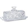 HDCRYSTALGIFTS Burriera in vetro, rettangolare, in vetro, contenitore per burro trasparente, con coperchio, con manico, trasparente, con coperchio, 8 x 3,5 x 4,1 cm