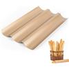 AIOUHMYM 1 PzTeglia per Baguette, Stampo per Baguettes, Teglia per Pane con Rivestimento Antiaderente, Perforato Teglia per Posizionare Cuocere 3 Baguette Francesi Panini(Oro)