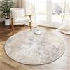 HUGEAR Tappeto Rotondo Beige Grigio Tappeti 120cm Salotto Moderno Lavabile in Lavatrice Antiscivolo Astratto Naturale Carpet Cameretta Scendiletto Camera da Letto Ufficio Pelo Corto