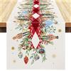 Dorunfeey Runner Tavola Natalizio Moderno Beige 40x140 Lino Runner per il Tavolo Principessa Albero Fiocco di Neve Addobbi Centrini Natalizi per Mobili Rettangolare Decorazioni Centro Tavola Natalizia Elegante