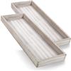 COM-FOUR® Set di vassoi in legno da 2 pezzi 40 x 14 cm - Vassoio rettangolare in legno vintage - Vassoio da portata dall'aspetto rustico - Grande ciotola decorativa (2 pezzi - bianco/marrone)