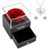 NEWUPZSI Rosa eterna rossa sotto campana, idea regalo per Natale, festa della mamma, compleanno, collana inclusa, per mamma, moglie, nonna