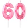 mciskin Candele rosa per 60° compleanno, candela 3D numero 60 per torta, decorazioni per 60° compleanno per donne uomini, candele decorazioni rosa Torta Topper per feste Suppie