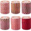 Crafans 6 rotoli di corde intrecciate in policotone da 1,5 mm, a 4 strati, fatte a mano, in cotone macramè, 6 colori, con bobina, per fai da te, lavori a maglia, appendiabiti da parete, rosso