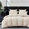 YASMENG Copripiumino in raso di cotone, 220 x 240 cm, beige chiaro, 100% cotone, raso, set da letto morbido e setoso, traspirante, in seta, lino per letto matrimoniale, con cerniera e cuscino, federe
