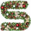 MTINRNI Ghirlanda Natalizia per Scale 270cm,con 5M 50 LED Luce,Ghirlanda di Natale Artificiale viene fornita con 45 palline di Natale,Decorazioni Natalizie,per Porta Decorativa,Camini,Scale.