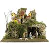 Ferrari & Arrighetti Villaggio Presepe Completo con Casette, Luci e Statuine da 6,5 Cm, Legno, Multicolore, 38x28x30 Cm