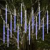 Vikdio Luci di Natale all'aperto, Pioggia di Meteoriti Luminosi 16 Tubi Spiralati (50cm 864 LEDs) Lunghezza di 5,25m, Luci ghiacciolo impermeabili per Decorazioni natalizie all'aperto, Blu