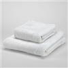 Boncasa - Set di asciugamani, 100% cotone pettinato (non rigenerato), filatura ad anello, 450 g/m2, morbidi al tatto (bianco, set da 2 pezzi)