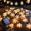 Ninonly Catena Luminosa Esterno Solare, 7M 50 LED Fiocco di Neve Lucine Led Decorative, 8 Modalità Luci di Natale Impermeabili, Addobbi Natalizi per Balcone Matrimonio Feste