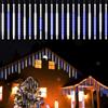 Vikdio Luci di Natale Esterne, Pioggia di Meteoriti 30cm/12pollici 20 Tubi Spirali | Decorazione Esterna, Impermeabile, Antigelo, Antiurto, 6.65m Lunghezza illuminata 600 LED, per Natale Albero, Bianco-Blù