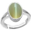 INDIA MADE GEMS 12875 - Anello regolabile in argento con pietra naturale occhio di gatto da 14,25 ratti da 13,20 carati, con cristallo, Argento, Zaffiro sintetico