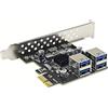 Ujjdwiurgh Scheda di Espansione PCI-e da 1X A 4 Porte USB 3.0 USB3.2 GEN1 5 Gbps PCI Express PCIe USB 3.0 Scheda Controller Adattatore HUB