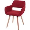 Mendler Sedia Sala da Pranzo Soggiorno Cucina HWC-A50 II Design Retro Legno Tessuto Rosso