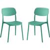 eacommerce | Sedia impilabile | Polipropilene 40x39x78cm | Leggera, ergonomica, resistente alle intemperie | Per cucina, bar, ristoranti, uso interno ed esterno (Set 2 Sedie, Verde Menta)