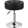BFTOU Sgabello da toeletta spesso nero da 12,4 cm, rotondo, in pelle PU, girevole, regolabile in altezza, per camera da letto, soggiorno, spa, salone, negozio, piccolo