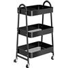 StowBin Carrello Multiuso in Metallo 3 Livelli con Ruote Nero