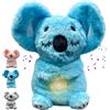 MeHoo Peluche Koala Che Respira, Giocattolo Animale Imbottito Respirante con Luci Musicali e Movimento Ritmico di Respirazione, Regalo Neonata Maschio Femmina (Blu)