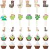 Neikafan Topper per Cupcake Alpaca 48 Pezzi Decorazione per Torta Di Cactus Topper per Torta di Alpaca per Foresta, Motivo di Animali, Festival, Matrimonio
