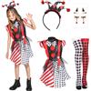 TECHEEL Costume da clown per Halloween, da clown, per bambini, Halloween, da clown intrecciato, da pagliaccio, da ragazza, per carnevale, feste in maschera, carnevale, feste a tema