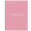 Miquelrius - Quaderno A4 Rigatura Seyès, 80 Fogli, Rosa | Spirale, Carta Extra Opaca 90 g/m² Microperforata, 1 Banda di Colore, 4 Fori, Copertina in Polipropilene Traslucido, Emotions