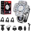 Wandefol umido e asciutto con display a led 9D rasoi, Rasoio a Testa Impermeabile Ipx7, 6 in 1 Rasoio Testa calva, Testa flottante indipendente 9D, Kit per la toelettatura，per una rasatura rapida