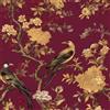 ReWallpaper Carta Adesiva per Mobili Rossa e Oro Carta Da Parati Uccelli e Fiori Vintage 44.5CMx3M Rossa Scuro Rotolo Adesivo Decorativo Parete per Armadio Cassetti Carte Da Parati Floreali