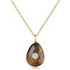 COAI Collana da Donna in Acciaio Inox Placcato Oro con Ciondolo Goccia di Occhio di Tigre Pietra Naturale, Collana Occhio di Tigre da Donna