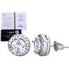 Halukakah Orecchini Uomo in Moissanite D1,0 ct in Argento 925 Placcato Platino con Certificato, Punto Luce Halo Tondo con Diamanti a Griffe, Pietra Centrale da 1 Carato + Laterali da Ca. 0,588 ct