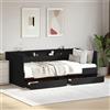 Hoodmeel Letto Singolo con Contenitore, Divano Letto 2 Posti, Divano Letto con Cassetti in Legno Multistrato Nero 100x200 cm