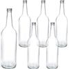 MamboCat Set di 6 bottiglie a collo dritto, 1 litro + tappo a vite, argento, bottiglia di vetro sostenibile con coperchio a vite, 1000 ml, da riempire per succo, acqua, olio, condimento & Co