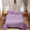 IlGruppone Completo Letto 100% Puro Cotone Set Lenzuola Tinta Unita Lenzuolo Sotto Sopra e Federe Copri Cuscini Biancheria Da Letto - Lilla - Una piazza e mezza
