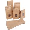 Logbuch-Verlag Buste carta kraft grandi con finestra, 10 pezzi: sacchetti natalizi alimenti biscotti dolci tè spezie, busta Natale regalo marrone fondo quadro capiente per confezioni festive, 10,5 x 6,5 x 29 cm