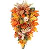 Generico Decorazione porta d'ingresso in acero autunnale, Ghirlanda di fiori artificiali autunnali Ghirlanda di decorazione del ringraziamento, Corona del raccolto per la decorazione da appendere alla parete d