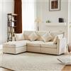 VICONELISE Divano Letto 4 Posti con Penisola, Divano Letto Matrimoniale con Materasso, Divano Angolare 4 Posti Forma di L con Braccioli e Poggiapiedi Rimovibile, Beige
