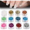 Pongnas Palette Nail Art Nail Art Glitter Forma Geometrica Decorazione Pallet Manicure Decal Kit Fai Te Accessori 12 Scatole/Set