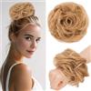 Benehair Elastici Capelli Donna Extension Capelli Veri Umani Coda Extension Chignon Finto per Capello Ricci 25g, Biondo Scuro #27