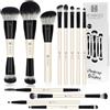 HEYMKGO Set di Pennelli Make up Doppia Estremità 12PCS Professionale Pennelli da Trucco- Sintetico per Fondotinta, Cipria, Contour, Blush, Ombretti & Altro con Borsa da Conservazione