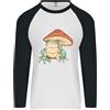 Fruit of the Loom Una Rana Sotto Un Ombrello A Funghetto Toad Uomo Maglietta Baseball L/S