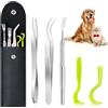 MELLIEX 5pcs Pinza per Zecche, Pinzetta per Zecche Professionale in Acciaio per Animali, Cani e Gatti