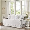 Madison Park Tuscany - Set copripiumino damascato alla moda con bordi smerlati, per tutte le stagioni, biancheria da letto di lusso con mantovana abbinata, cuscino decorativo, bianco, 99 x 190,5 cm, 6
