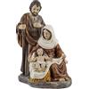 DRW Mistero Nascita di 1 Pezzo con Sacra Famiglia Tonalità Ocra in Resina Dipinto a Mano 6x6x16 cm