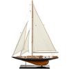 DRW Barca a vela con Le Candele issate e Casco in Legno su una Base in Blu e Naturale 80x60x12 cm