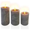 Relaxdays Candele LED Relaxdays, Set da 3, con Timer e Fiamma tremolante, Luce Calda, Effetto Cemento, Grigio
