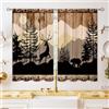 oolygoo Rustic Cabin Forest Small Kitchen Curtains Woodland Farmhouse Brown Window Treatment Bear Deer Cafe Short Window Curtains for Bathroom Dining Room Animal Tier Treatment Drapes 27.5x39 inch