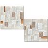 DRW Quadro su Tela Astratta con Cornice in Legno Naturale Naturale, Bianco e Marrone, 102 x 102 x 4,5 cm