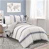 Lush Decor Farmhouse - Set copripiumino a righe Back to Campus, 100% cotone, 2 pezzi, colore: blu navy
