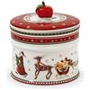 Villeroy & Boch - Winter Bakery Delight Barattolo Rotondo Rosso, Decorazione Natalizie, Scatola di Biscotti, Porcellana Premium,Silicone